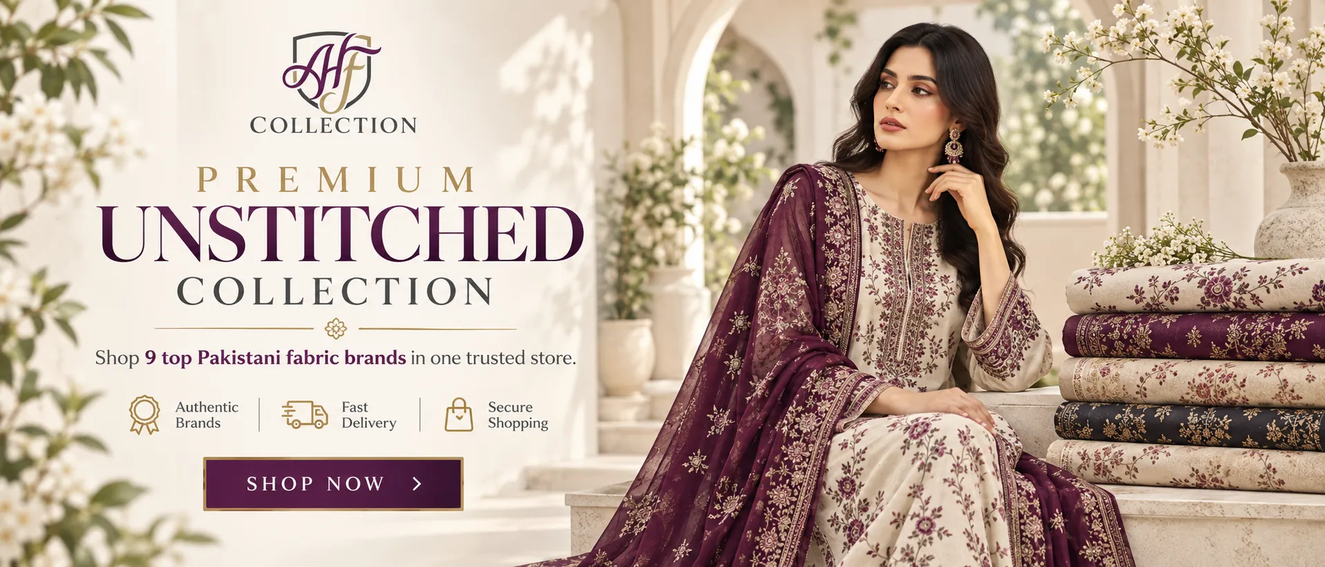 AHF Collection Premium Unstitched Pakistani Fabric Collection