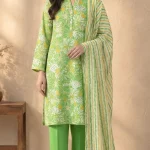 bareeze light green embroidered 3-piece printed lawn suit