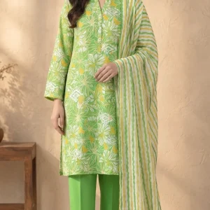 bareeze light green embroidered 3-piece printed lawn suit