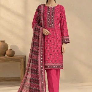 mahira essential vol-01 magenta pink 3-piece printed lawn suit