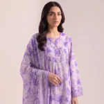 purple floral 3-piece printed lawn suit