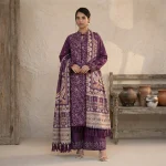 Purple 3-piece embroidered suit front view - Safa Noor at AHF Collection