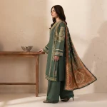 Sage green 3-piece embroidered suit front view - Safa Noor at AHF Collection