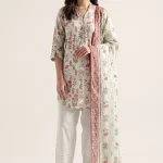 sage green floral 3-piece printed lawn suit