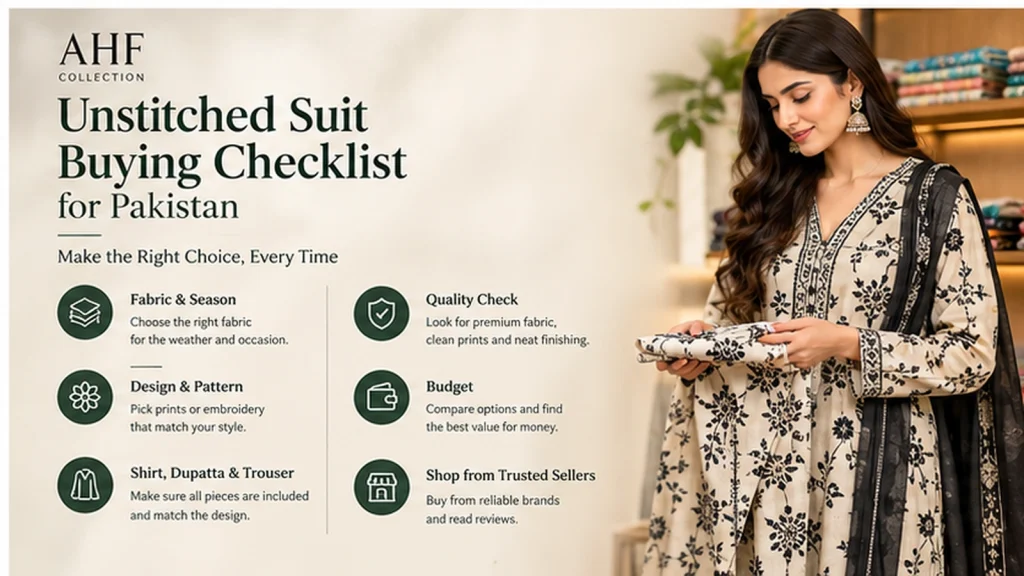 Unstitched suit buying checklist for Pakistan