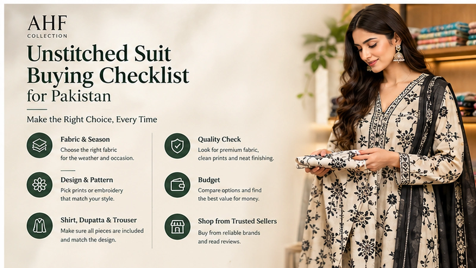 Unstitched suit buying checklist Pakistan
